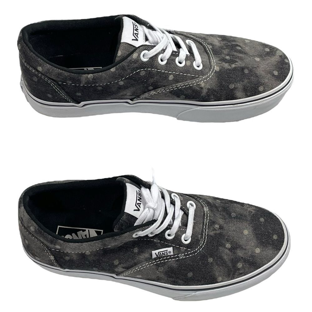 Vans Doheny Platform Washed Black Denim Dots Sneakers Sz 9 Women’s Lace Up Shoes